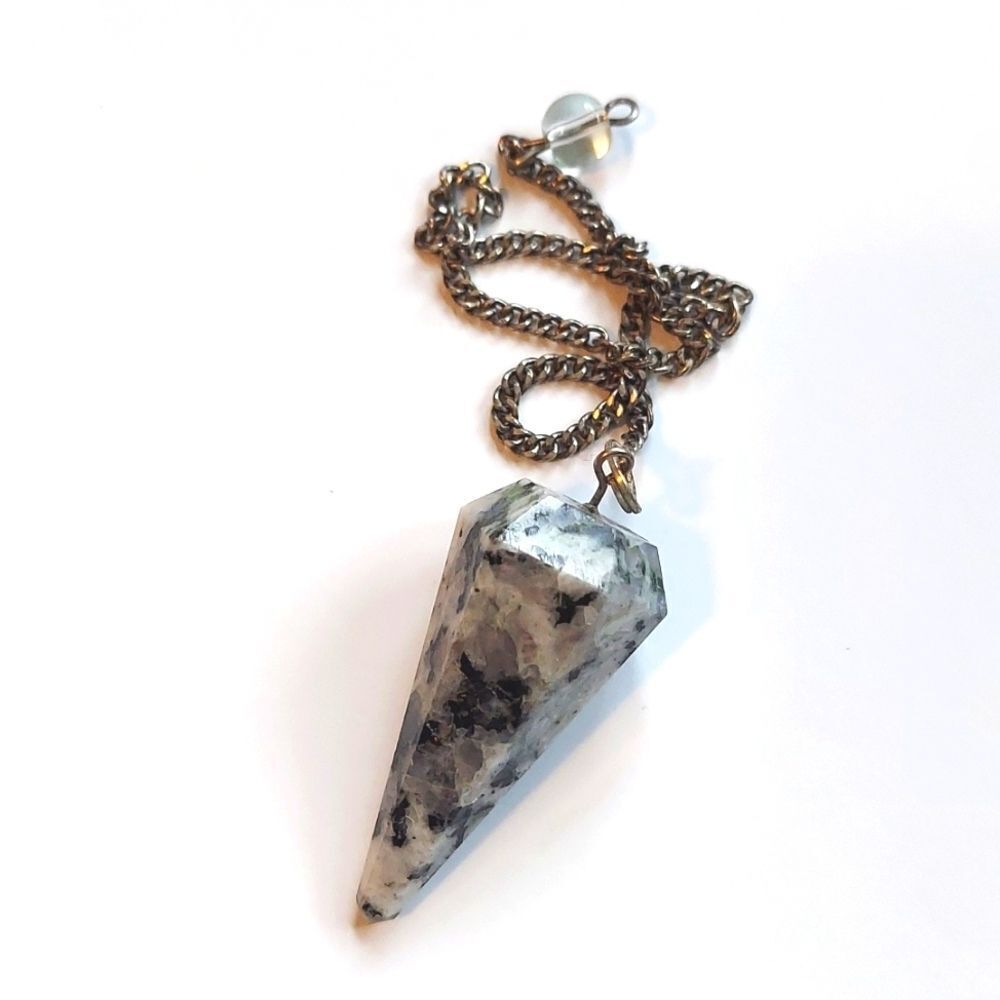 Rainbow Moonstone Pendulum on Silver Tone Chain